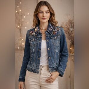 MSGM denim embellished jacket size 42